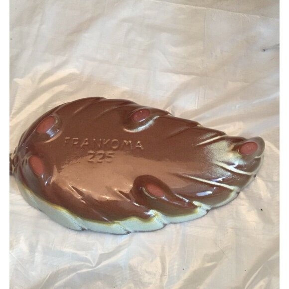 Vintage Frankoma Pottery Leaf Dish #225 Desert Gold 9” Long 4.5” Wide Footed - Picture 4 of 12